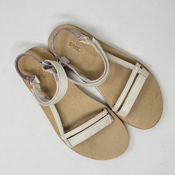 Teva Universal Leather Strappy Sandal White Beige sz 9 - Picture 7 of 7